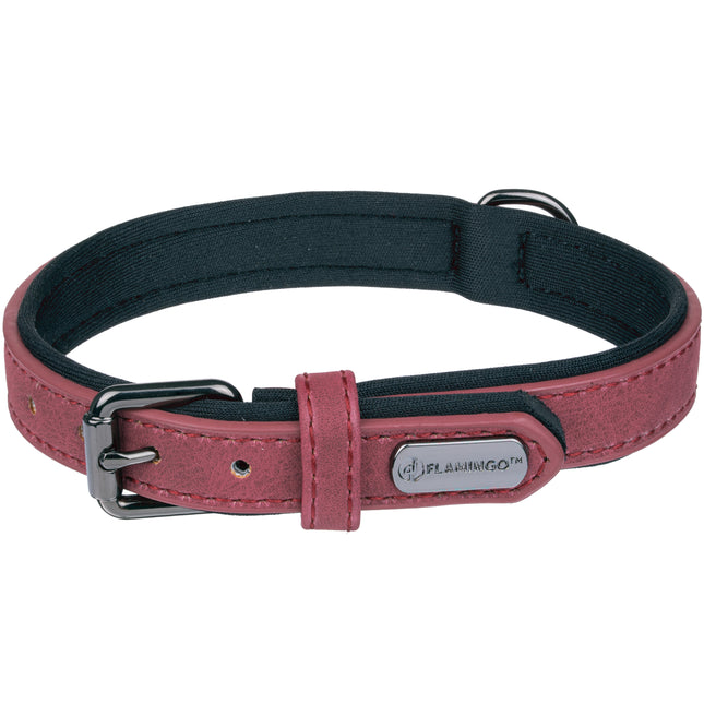 Flamingo Deluxe Collar - dog collar with lining, made of eco-leather and neoprene