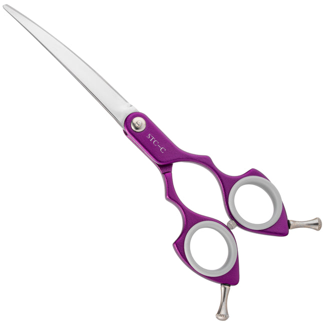 Shernbao Shark Curved Scissors - lightweight, curved scissors for Korean-style grooming, purple