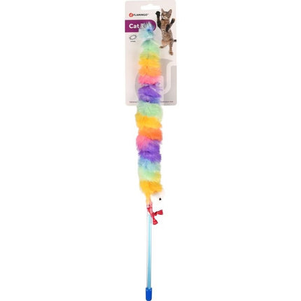 Flamingo Cat Yowly Dangler Caterpillar - fluffy, crinkly caterpillar wand for cats