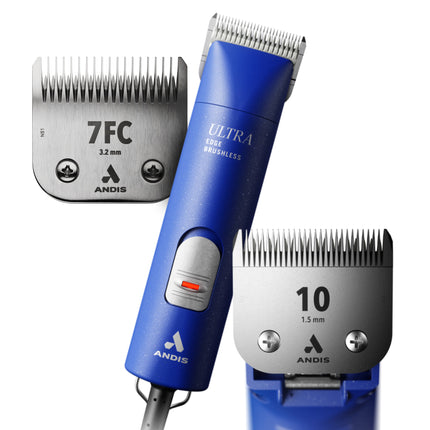 Andis AGCB Super Brushless + CeramicEdge Promotional Set - Quiet, Professional Clipper with Ceramic Blades - Blue