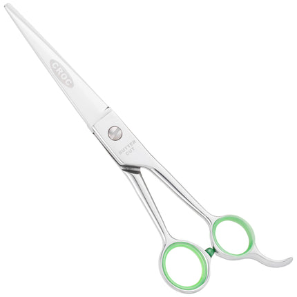 Geib Crocodile Straight Scissors - professional straight grooming scissors with thin blades and micro-serration, Japanese steel