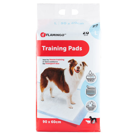 Flamingo Training Pads L (90x60cm) - dog training pads for housebreaking, 5-layer - 20 pieces