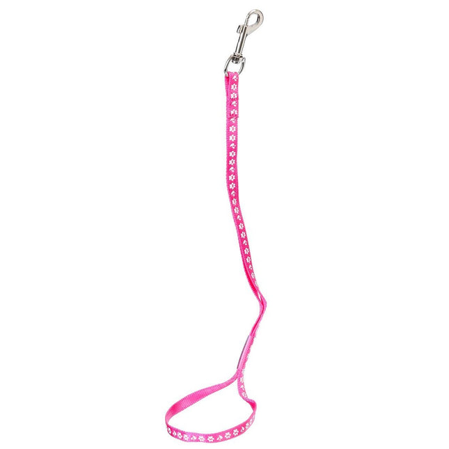 Groom Professional Arno Pink - nylon grooming leash with white paw print design, pink, width 1cm