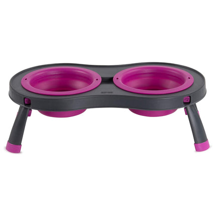 Dexas Double Elevated Feeder Large - elevated dog bowls on a stand, collapsible, large