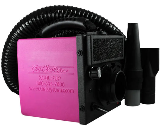 Chris Christensen Kool Pup Dryer 1000W - quiet, lightweight, and portable table dryer with adjustable airflow - pink