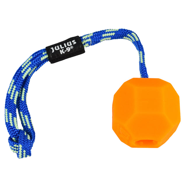 Julius K9 Fluorescent Ball - fluorescent toy with a rope and a treat opening