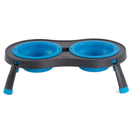 Dexas Double Elevated Feeder Small - collapsible elevated dog bowl, small