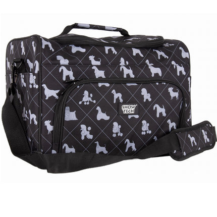 Show Tech Deluxe Grooming Bag - spacious and comfortable fabric bag for grooming accessories, printed with various dog breeds.