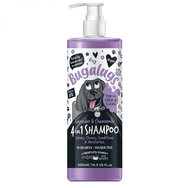 Bugalugs 4in1 Dog Shampoo - calming shampoo for dogs, with lavender and chamomile, concentrate 1:10