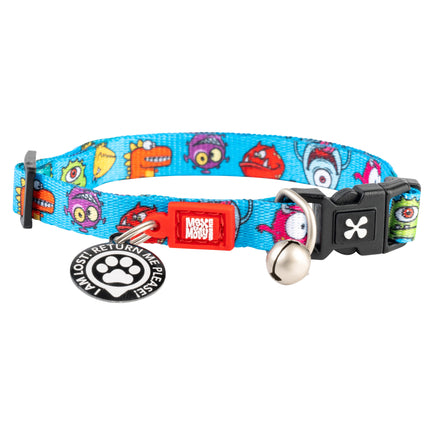 Max&Molly GOTCHA! Smart ID Cat Collar Little Monsters - colorful collar for cats with a smart Tag pendant