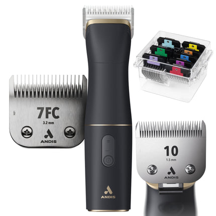 Andis beSPOKE Clipper + CeramicEdge + Comb Set - professional, cordless clipper with batteries, blades, and additional attachments