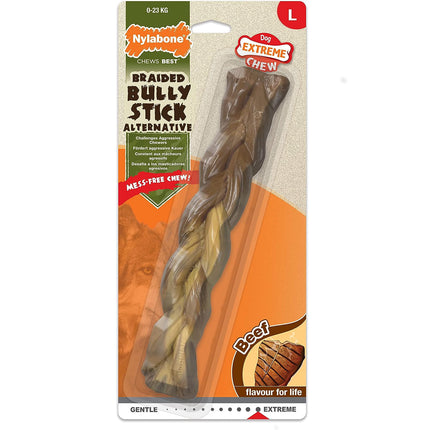 Nylabone Extreme Braided Bully Stick - chew toy for dogs, braided shape, beef flavor