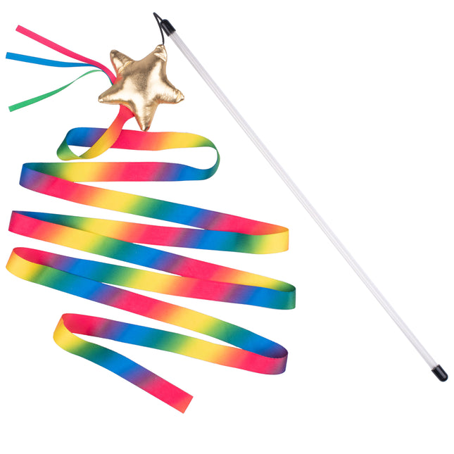 KONG Stellar Teaser - cat wand with a long ribbon and chirping star