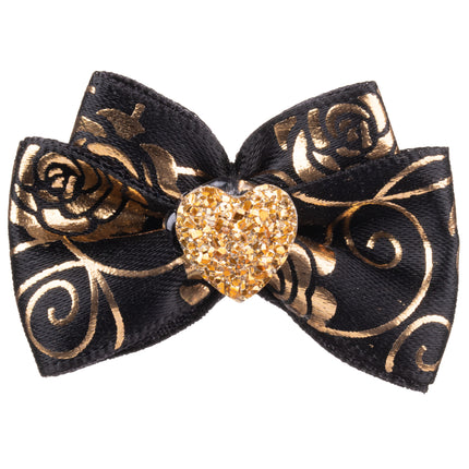 Blovi Bow Glamour Rose Pattern Bow, Satin with Ribbon