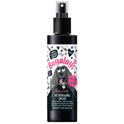 Bugalugs Baby Fresh Detangling Spray - detangling conditioner for easy fur combing, powder scent