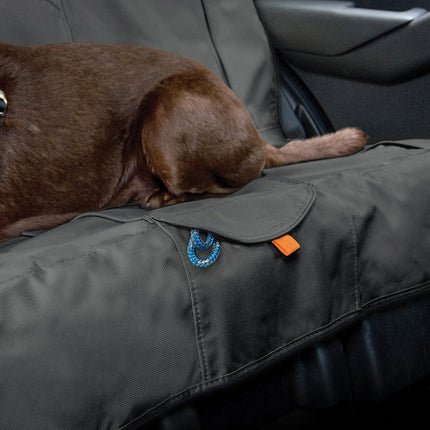 Kurgo Wander Bench Seat Cover Charcoal - waterproof car seat cover for dogs, for the back seat, graphite