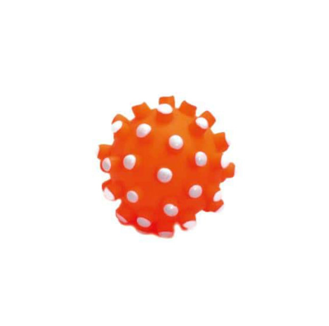 Flamingo Vinyl Toy - rubber ball for dogs, with protrusions that massage gums - Orange