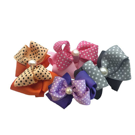 Groom Professional Glamour Big Bow Collar 10pcs - decorative bows, collars for dogs, with pearl