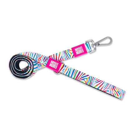 Max&Molly Short Leash Magic Zebra - colorful urban leash for dogs, rainbow zebra pattern, 120cm