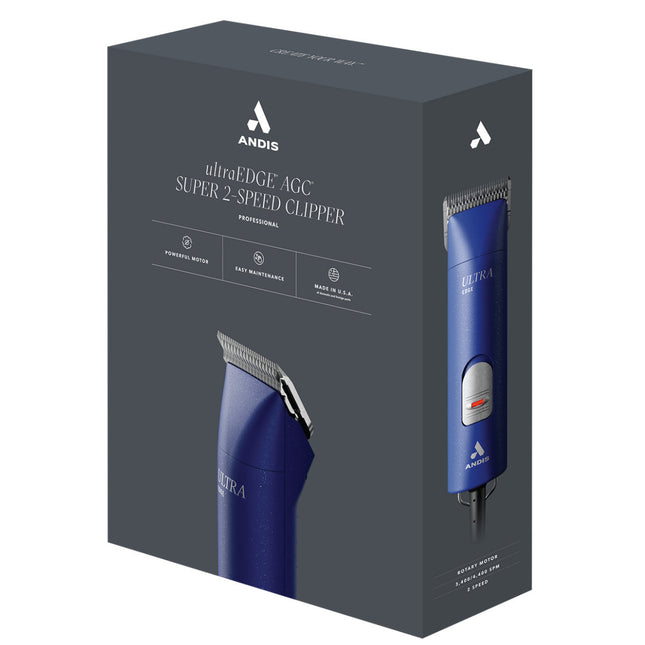 Andis AGCB Super Brushless - quiet, professional clipper with a brushless motor, blade, and attachment set - Blue