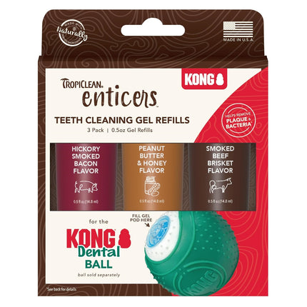 TropiClean Enticers Teeth Cleaning Gel Refills - dog teeth cleaning gel set, refill for the KONG ball set