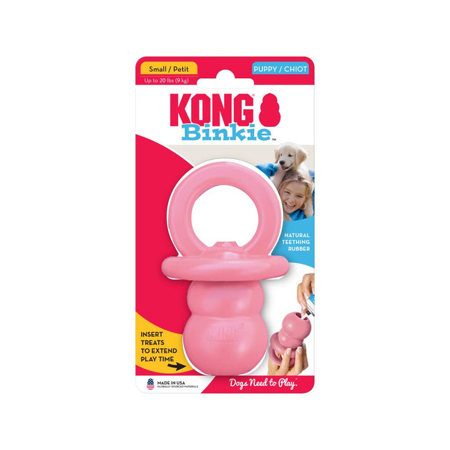 KONG Puppy Binkie - pacifier, teething toy for puppies, with a filling hole - pink