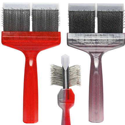 ActiVet Duo Plus UnderCoater 2-in-1 - two brushes in one, dual-sided and flexible brush for removing tangles and undercoat, for long-haired and thick-coated breeds.