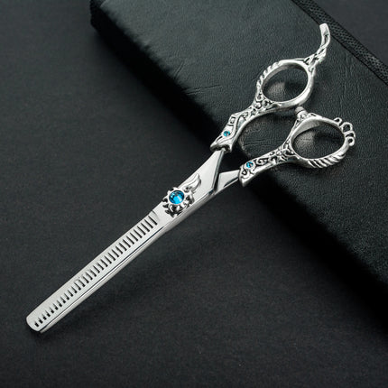 Excalibur Shears Poseidon Silver Thinner - elegantly decorated single-sided thinning shears, 32 teeth