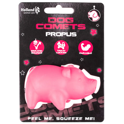 Dog Comets Propus - rubber mini fetch toy for dogs, pig with a treat opening