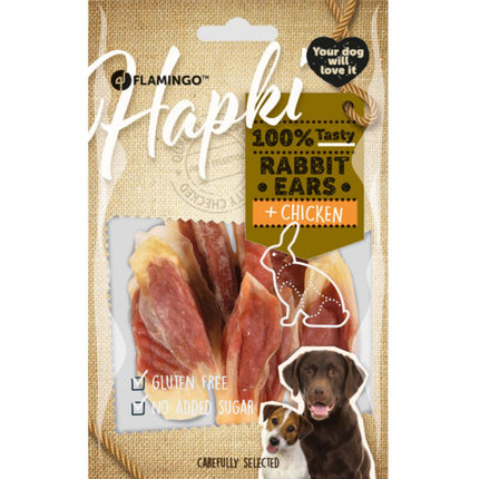 Flamingo Hapki Rabbit Ears Chicken - natural treat for dogs, rabbit ears with chicken