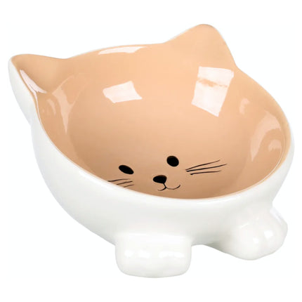 Flamingo Puzi Taupe Bowl - ceramic bowl for cats, elevated, kitten