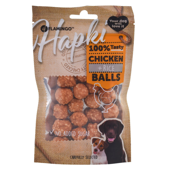 Flamingo Hapki Chicken & Rice Balls - treats for dogs, chicken and rice balls