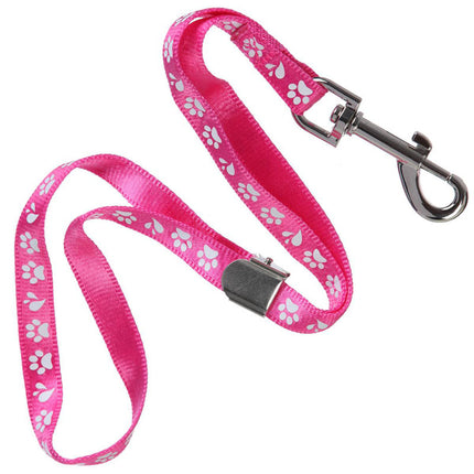 Groom Professional Ajax Pro 42cm - nylon grooming leash with white paw print design, pink, wide