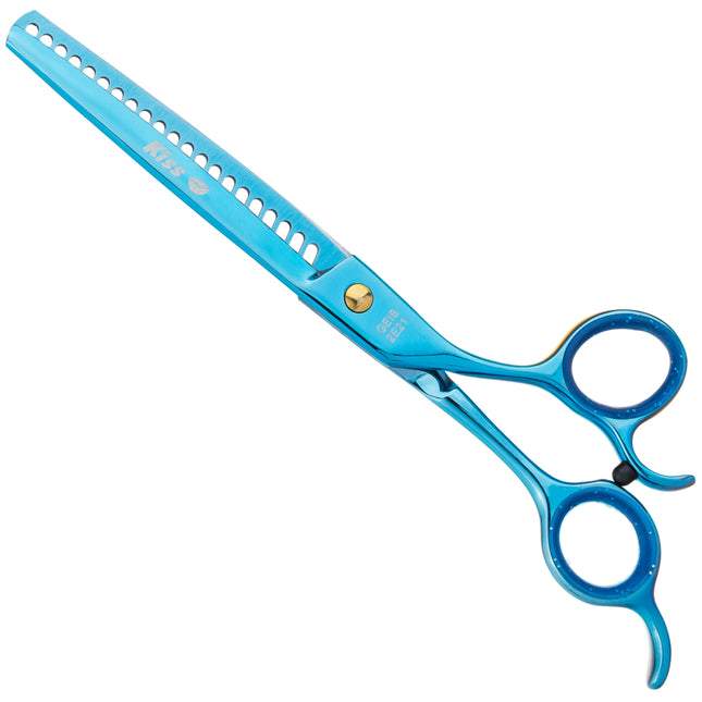 Geib Kiss Gold Blue Chunker 7.5 - single-sided grooming chunkers with a blue finish, 21 teeth