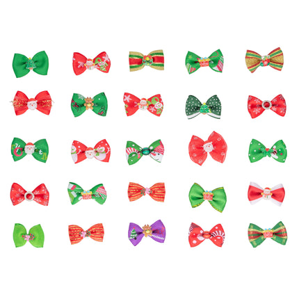 Blovi Christmas Bows Set 25pcs - Dog Bows, Mix of Holiday Patterns