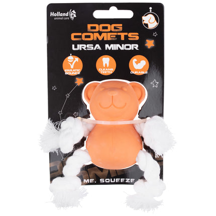 Dog Comets Ursa Minor - mini fetch toy for dogs, rubber bear with ropes