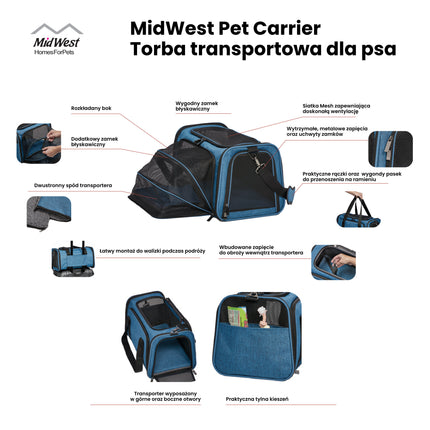 MidWest Pet Carrier - transport bag for dogs and cats, size M