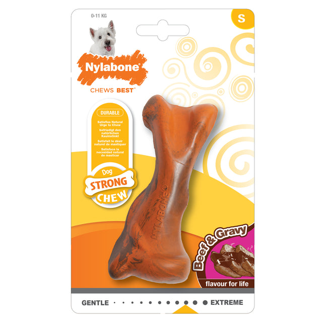 Nylabone Strong Rubber - rubber bone for dogs, beef flavor in dark gravy