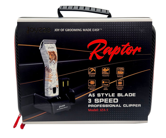 Joyzze Raptor Pro Cordless - professional, running cordless clipper with 1 battery, case, and blade