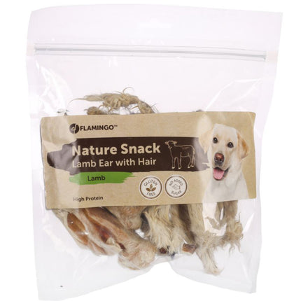 Flamingo Nature Snack Lamb Ear With Hair - dog treats, natural lamb ears