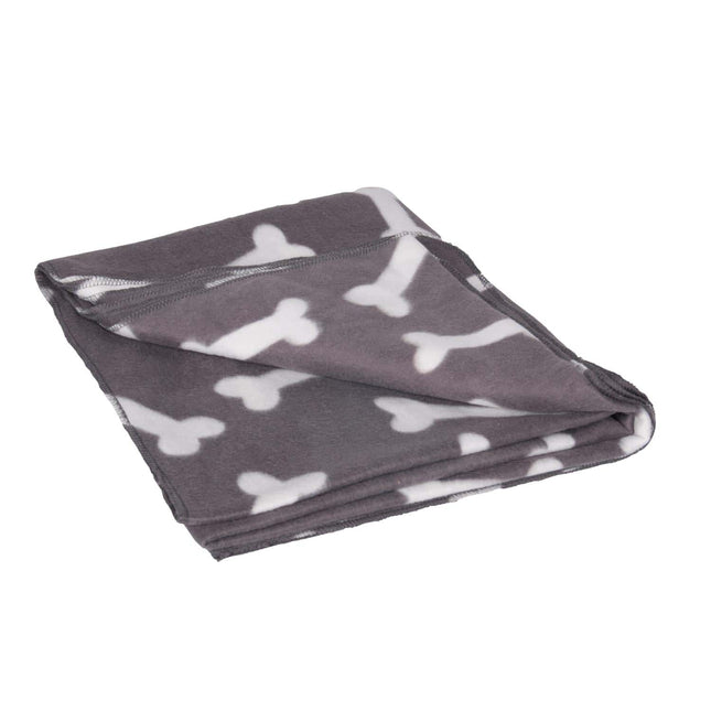 Flamingo Fleece Blanket Bones - soft polar blanket for dogs - gray