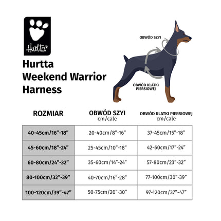 Hurtta Weekend Warrior Harness Raven - harness for active dogs - 40 - 45cm