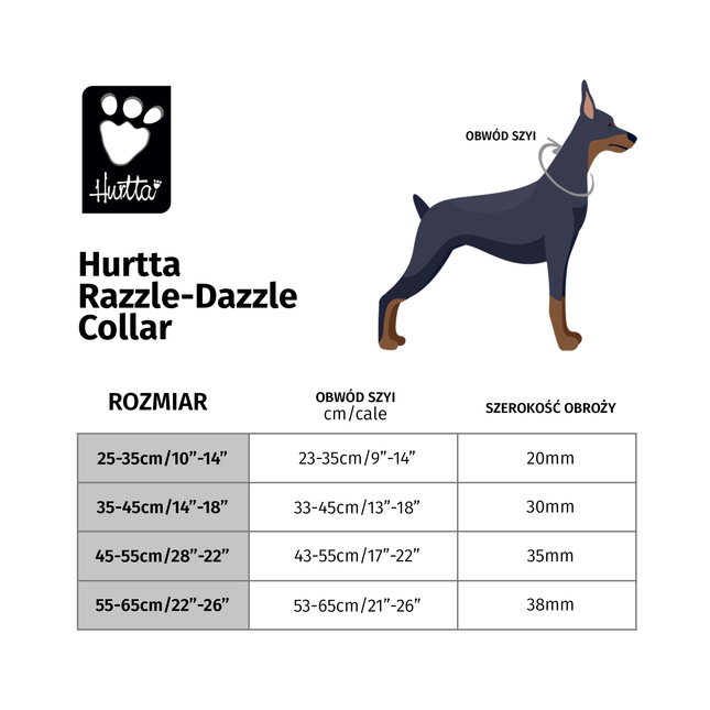 Hurtta Razzle - Dazzle Collar Blackberry - adjustable dog collar - 45 - 55cm