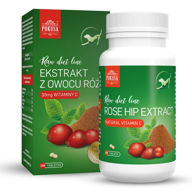 Pokusa RawDietLine Hip Extract 120tbl. - wild rose fruit, a source of vitamin C for the urinary system prevention in dogs and cats.