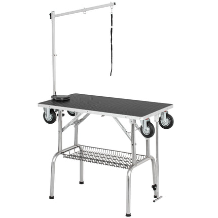 Blovi Grooming Table with Wheels, Arm, and Accessory Basket, Top