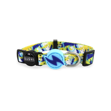 Dashi Nebula Cat Collar - cat collar, blue-yellow abstract pattern