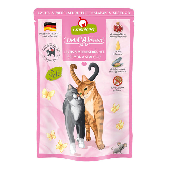 GranataPet DeliCatessen & Seafood - grain-free wet food with salmon and seafood, pouches for cats