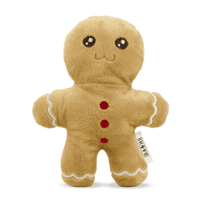 Dashi Xmas Plush Ginger - Christmas Dog Toy, Plush Gingerbread Man with Squeaker