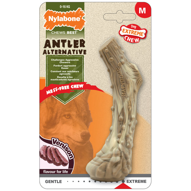 Nylabone Extreme Venison Antler Chew - dog chew, artificial antler with a game meat scent