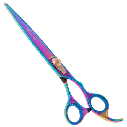 Geib Rainbow Kiss Straight Scissors - high-quality straight scissors with micro-serration and a rainbow finish